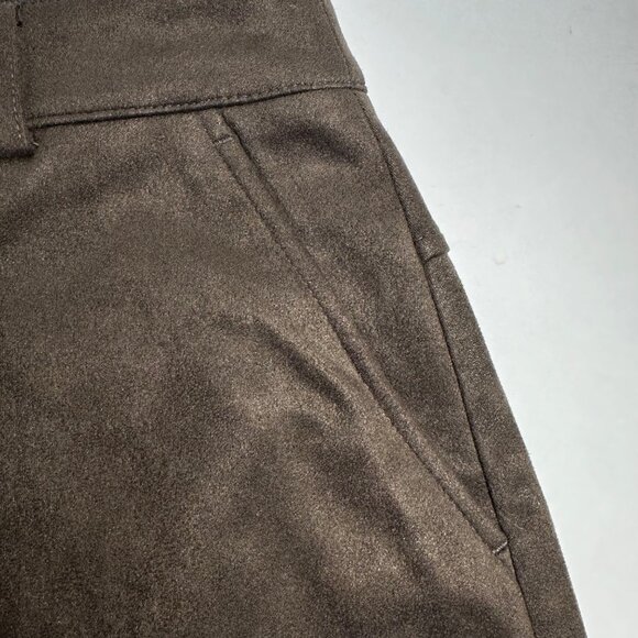 APT 9 Brown Faux Suede Mini Skirt Front Zipper Slash Pockets SZ S Preppy Academi - Picture 14 of 14